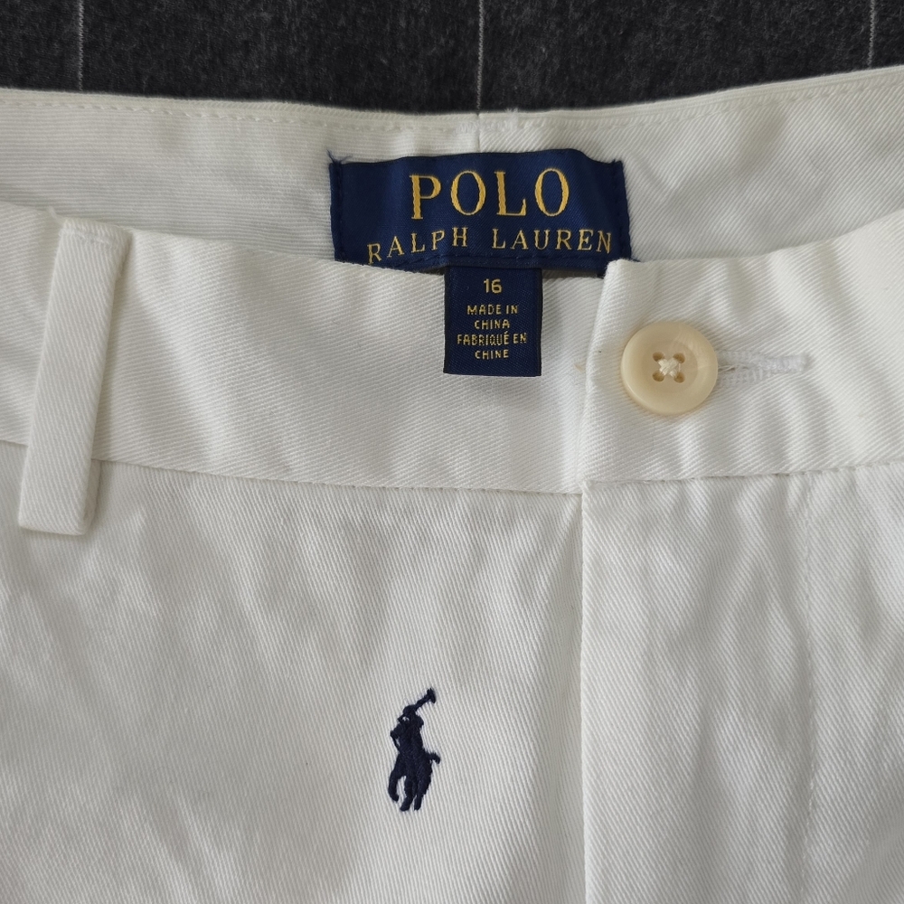 NWT Boy's Polo Ralph Lauren Shorts White with Navy Pony Print Size 16 (28×10) - Picture 2 of 5